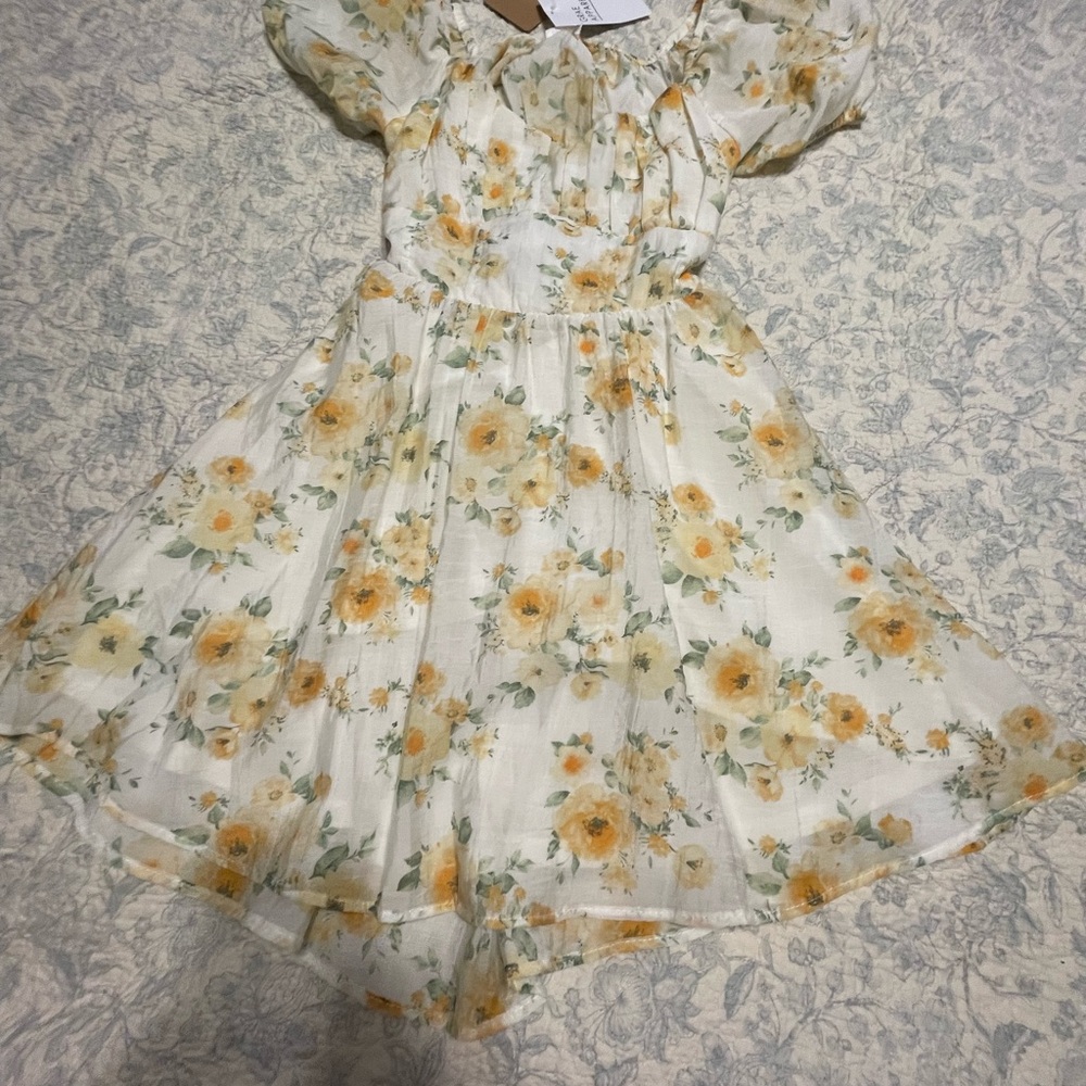 Blu Pepper Floral Mini Dress in Yellow and Cream